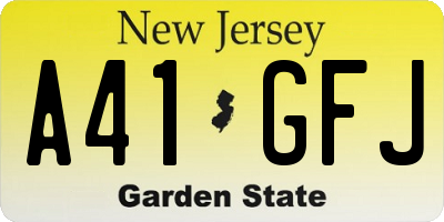 NJ license plate A41GFJ