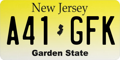 NJ license plate A41GFK