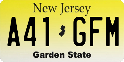 NJ license plate A41GFM
