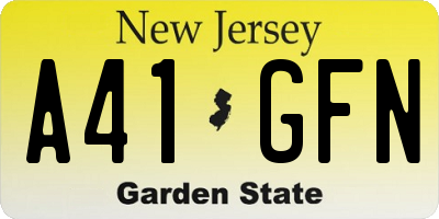 NJ license plate A41GFN