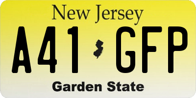 NJ license plate A41GFP