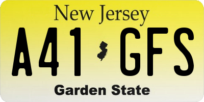 NJ license plate A41GFS
