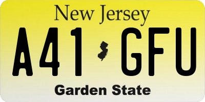 NJ license plate A41GFU