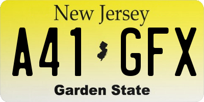 NJ license plate A41GFX