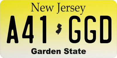 NJ license plate A41GGD