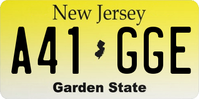 NJ license plate A41GGE