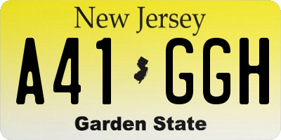 NJ license plate A41GGH