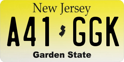 NJ license plate A41GGK
