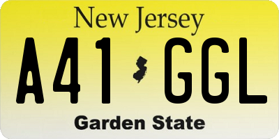 NJ license plate A41GGL
