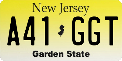 NJ license plate A41GGT