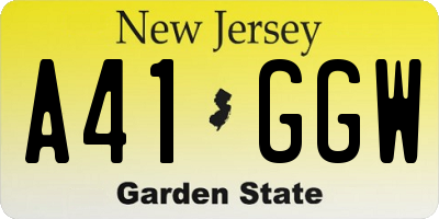 NJ license plate A41GGW