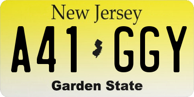 NJ license plate A41GGY