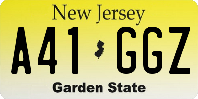 NJ license plate A41GGZ