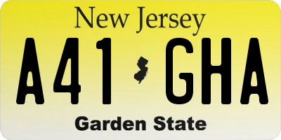 NJ license plate A41GHA