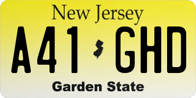 NJ license plate A41GHD