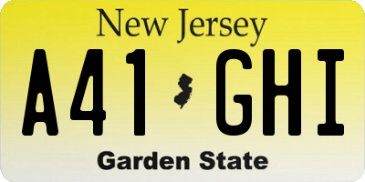 NJ license plate A41GHI