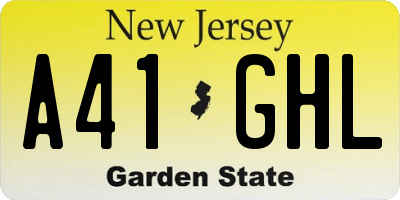 NJ license plate A41GHL