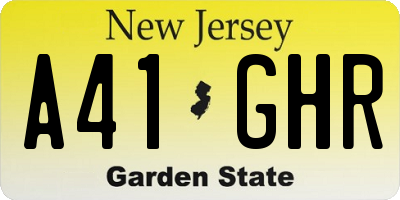 NJ license plate A41GHR
