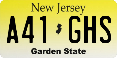 NJ license plate A41GHS
