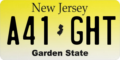 NJ license plate A41GHT