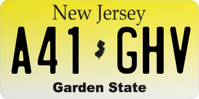 NJ license plate A41GHV