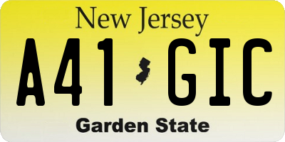 NJ license plate A41GIC