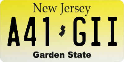 NJ license plate A41GII