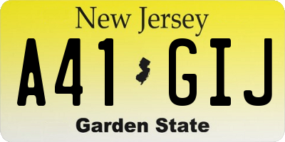 NJ license plate A41GIJ