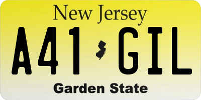 NJ license plate A41GIL