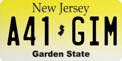 NJ license plate A41GIM