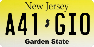 NJ license plate A41GIO