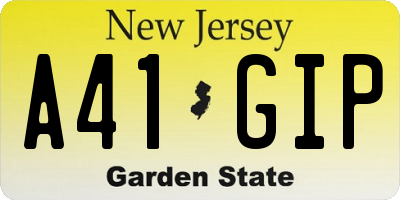 NJ license plate A41GIP