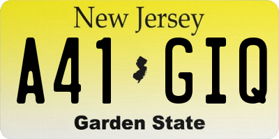 NJ license plate A41GIQ