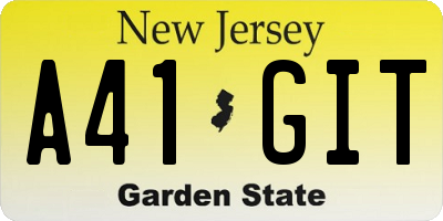 NJ license plate A41GIT
