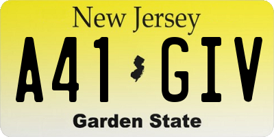 NJ license plate A41GIV
