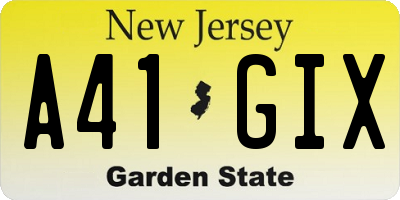 NJ license plate A41GIX