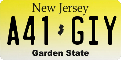 NJ license plate A41GIY