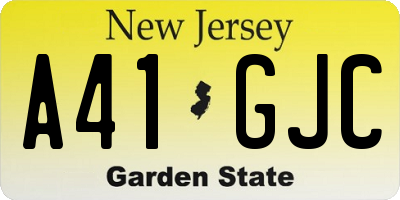 NJ license plate A41GJC