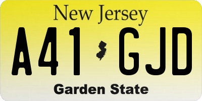NJ license plate A41GJD