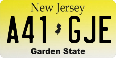 NJ license plate A41GJE
