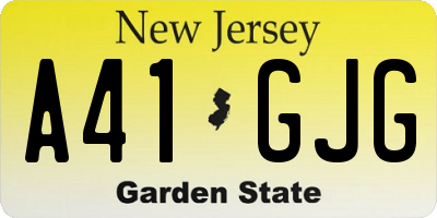 NJ license plate A41GJG
