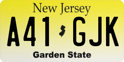 NJ license plate A41GJK