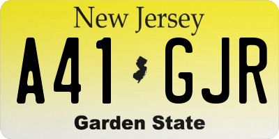NJ license plate A41GJR