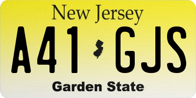 NJ license plate A41GJS