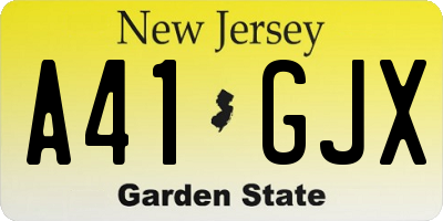NJ license plate A41GJX