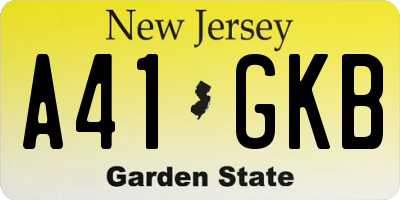 NJ license plate A41GKB