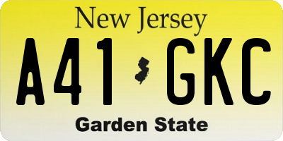 NJ license plate A41GKC