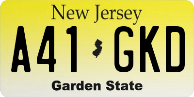 NJ license plate A41GKD