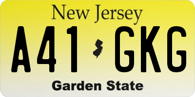 NJ license plate A41GKG