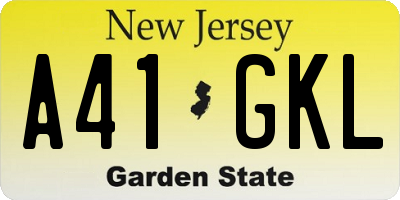 NJ license plate A41GKL